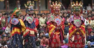 Thimphu Tshechu Festival Bhutan – Sacred Mask Dance Performers at Tashichho Dzong Courtyard